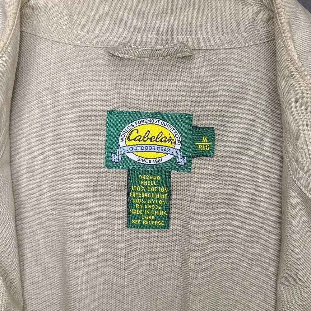 Cabela's Hunting Field Jacket Mens Medium Khaki Cotton Safari Utility Coat - Picture 8 of 9